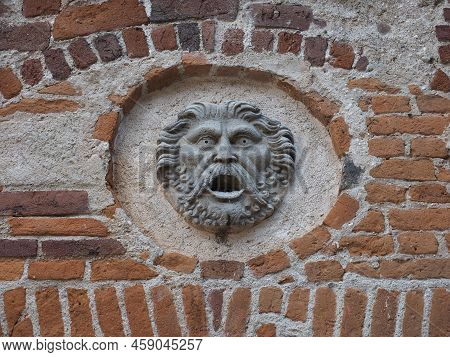 Ancient Mask At Ricetto Medieval Village In Candelo