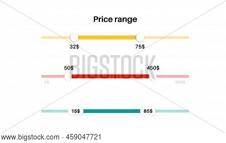 Price Range Scrollbar In Web Form, Online Application. Filter Slider On Website, 3d User Interface E