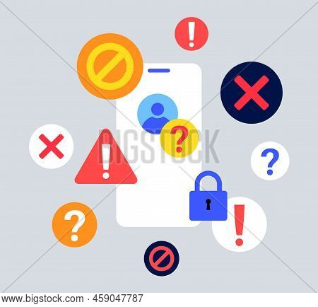 Notification On Smartphone. New Messages, Lock Screen And Warning. Personal Information Protection. 