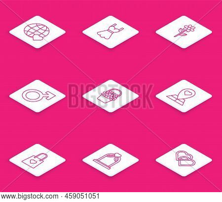 Set Line The Heart World Love, Woman Dress, Flower, Male Gender Symbol, Flowers In Basket, Map Point