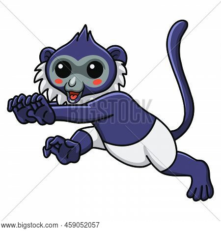 Vector Illustration Of Cute Delacour's Langur Cartoon Walking