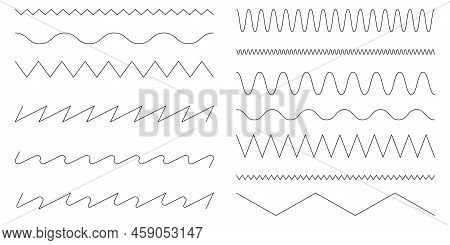 Curved Wave Lines Set. Design Element. Vector Illustration. Stock Image.