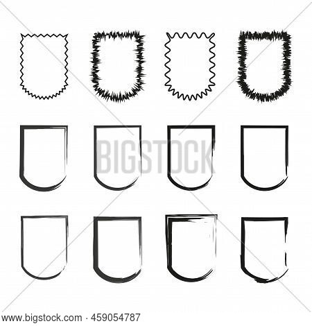 Black Frame Shields. Banner Design. Vector Illustration. Stock Image.