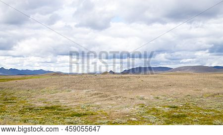 Desolate Landscape Along Central Highlands Of Iceland. Iceland Panorama. Route F907