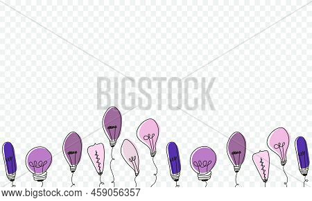 Light Bulbs Doodle. Colorful Light Blubs Icon Set. Creative Light Bulbs Doodle Collection. Vector Il