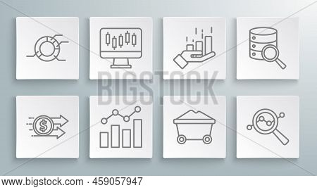 Set Line Financial Growth Dollar, Stocks Market Graphs, Coal Mine Trolley, Search Data Analysis, Ser