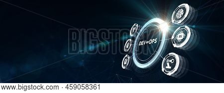Devops Methodology Development Operations Agil Programming Technology Concept. 3d Illustration