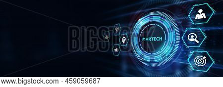 Martech Marketing Technology Concept On Virtual Screen Interface. Business, Technology, Internet And