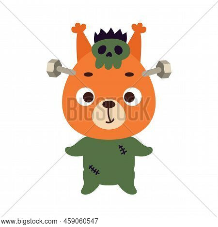 Cute Little Halloween Squirrel In A Monster Costume. Cartoon Animal Character For Kids T-shirts, Nur