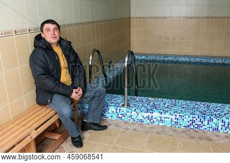 Kolki, Volyn / Ukraine - March 17 2010: Man In Jacket Posing At Sauna