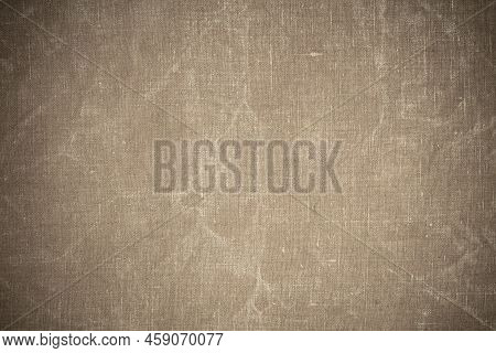 Texture From An Old Green Tarpaulin With Traces Of Wear.