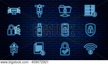 Set Line Wifi Locked, Shield Security With, Ftp Folder And, Usb Flash Drive, Cyber, Computer Api Int