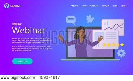 Online Webinar Website Vector Template Mock Up