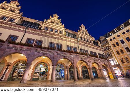 Leipzig, Germany - July 02, 2022: The City Center Of The Saxony Metropolis At Night. The Old Town Ha