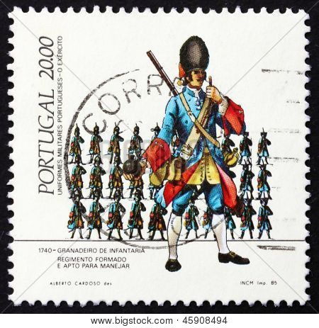 Postage Stamp Portugal 1985 Infantry Grenadir, 1740