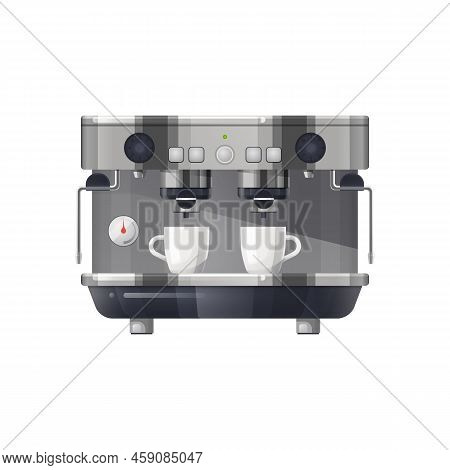 Coffee Machine Or Coffe Maker, Vector Icon Or Mockup. Professional Equipmen Or Appliance For Making 