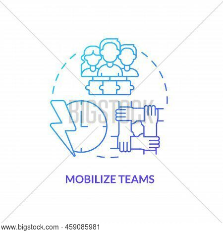 Mobilize Teams Blue Gradient Concept Icon. Productive Cooperative Work. Supply Chain Priority Abstra