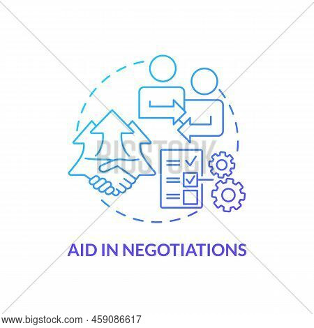Aid In Negotiations Blue Gradient Concept Icon. Business Ethics Benefit Abstract Idea Thin Line Illu