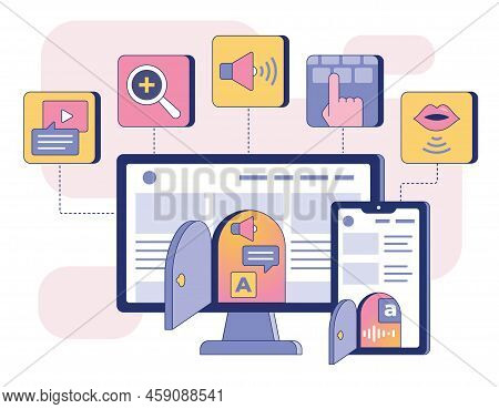 Digital Accessibility, Flat Vector Illustration, Product Or Function