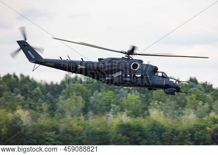 Kecskemet, Hungary - August 28, 2021: Military Helicopter At Air Base. Air Force Flight Transportati