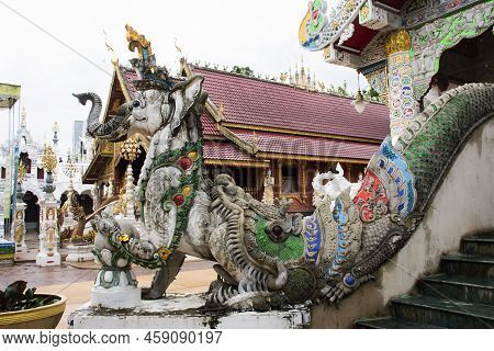 Carved Sculpture Art Animal Of Himmapan And Creatures Mythical Legend For Thai People Travelers Trav