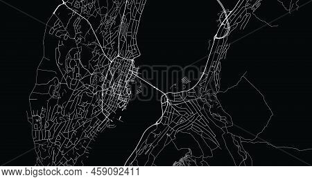 Urban Vector City Map Of Tromso, Norway, Europe