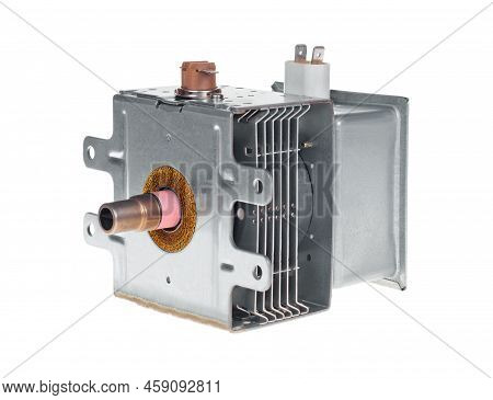 Magnetron From A Microwave Oven With Magnet In Its Mounting Box.