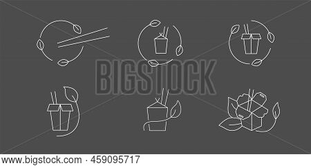 Fast Food And Take Away Eco Packaging Symbol For Noodle Box. Plastic Free And Recyclable. Editable S