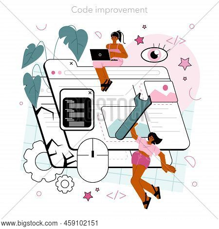 Frontend Development Concept. Website Interface Design Improvement
