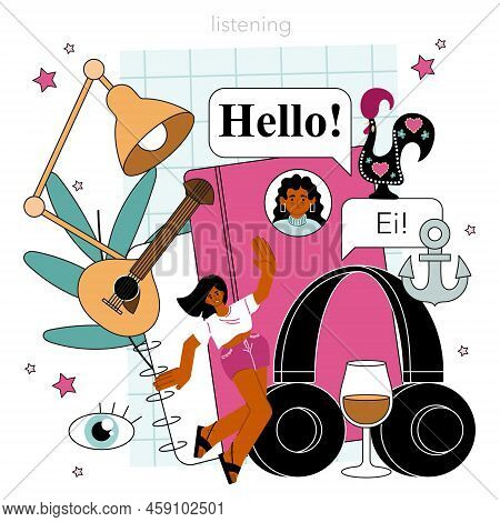 Portuguese Language. Language School Portuguese Listening, Reading