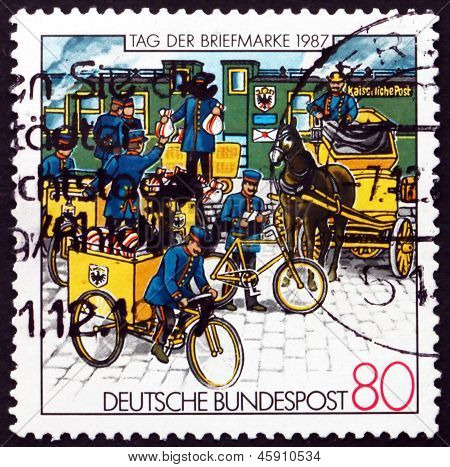 Postage Stamp Germany 1987 Postmen, 1897, Stamp Day