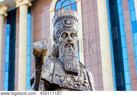 Dushanbe, Tajikistan - July 2, 2022: The Bronze Statue Of Cyrus The Great (cyrus The Elder) The Foun