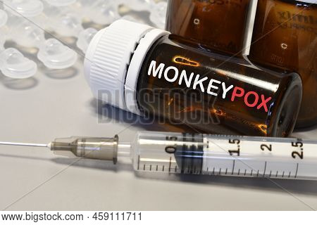 Vaccination For Smallpox And Monkeypox (mpxv). Syringe With Vial Of The Doses Vaccine For Monkeypox 