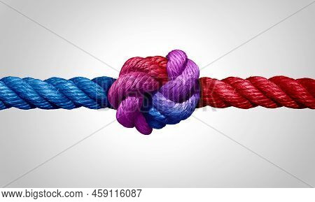 Agreement And Cooperation As A Bipartisan Or Bipartisanship Trust Concept And Connected Symbol As Tw