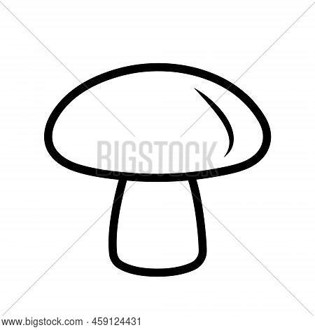 Mushroom, Single Oblect, Vector Illustration, Autumn Season Symbol, Thick Black Outline, Not Editabl