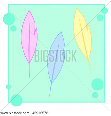 Feathers Pastel Colors. Vector Illustration. Stock Image.