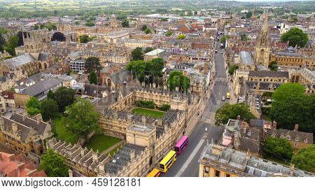 Oxford High Street In The University District From Above - Oxford, United Kingdom - June 10, 2022