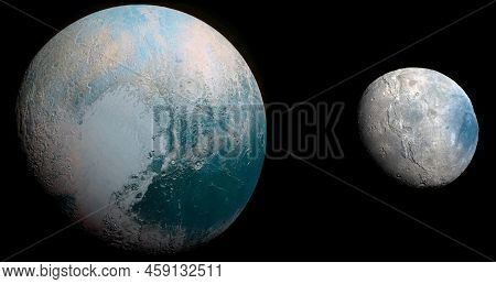 Planet Pluto And Charon System. Elements Of This Image Were Furnished By Nasa.