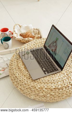 Tver, Russia-august 7, 2022. Laptop Is Studying Human Design. The Concept Of Studying Esoteric Scien