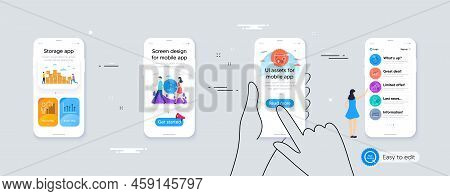 Growth Chart, Apple And Refer Friend Line Icons For Website, Printing. Phone Ui Interface. Collectio