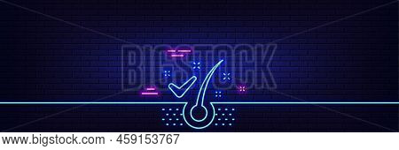 Neon Light Glow Effect. Anti-dandruff Flakes Line Icon. Dandruff Shampoo Sign. Clean Hair Symbol. 3d