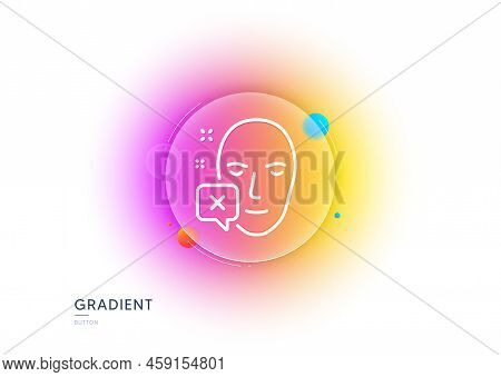 Face Declined Line Icon. Gradient Blur Button With Glassmorphism. Human Profile Sign. Facial Identif