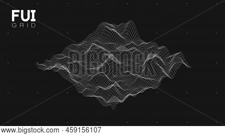 Fui Gui 3d Vector Landscape Scan Grid. Abstract Futuristic Background. Sci-fi Hi-tech Design