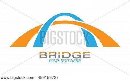 Bridge. Logo, Brand, Or Sticker Template For Websites, Apps, And Theme Design. Flat Style