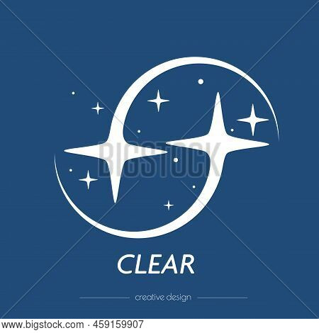 Glitter With Sparks. A Shining Star. A Symbol Of Cleanliness And Cleaning. Company Logo Template. Fl