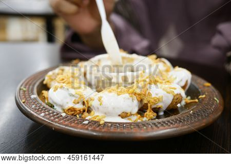 Close Up Of Indain Street Of Fuchka On A Plate ,