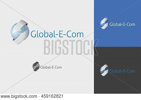 Two Curved Arrows Flank The Sphere Modern 3d Logo For Global Online Communicating Company