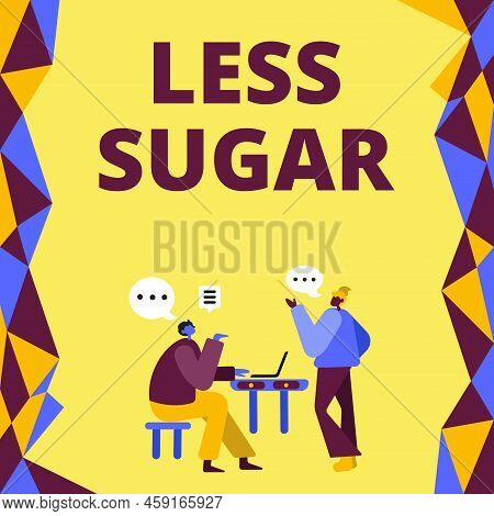 Inspiration Showing Sign Less Sugar. Word For Lower Volume Of Sweetness In Any Food Or Drink That We