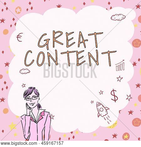 Conceptual Display Great Content. Internet Concept Satisfaction Motivational Readable Applicable Ori