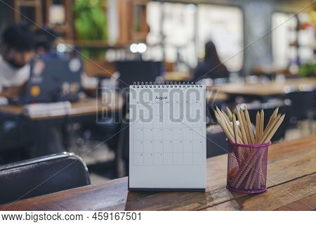 Calendar 2022 Desk Place On The Table. Desktop Calender For Planner To Plan Agenda, Timetable, Appoi